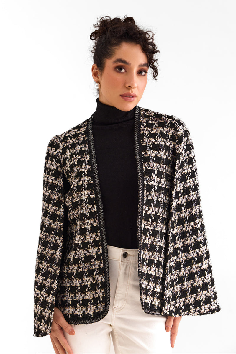 Black Houndstooth Tweed Cape