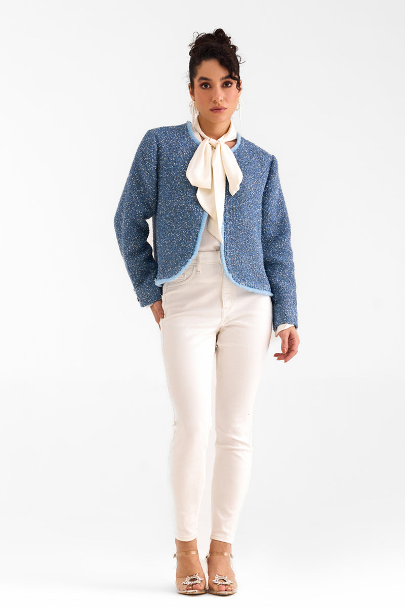 Denim Blue Boucle Jacket