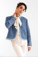 Denim Blue Boucle Jacket