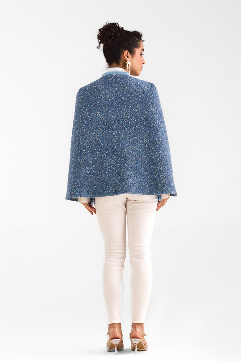 Denim Blue Tweed Cape