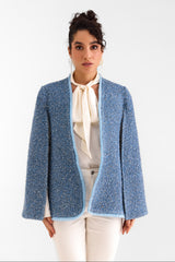 Denim Blue Tweed Cape