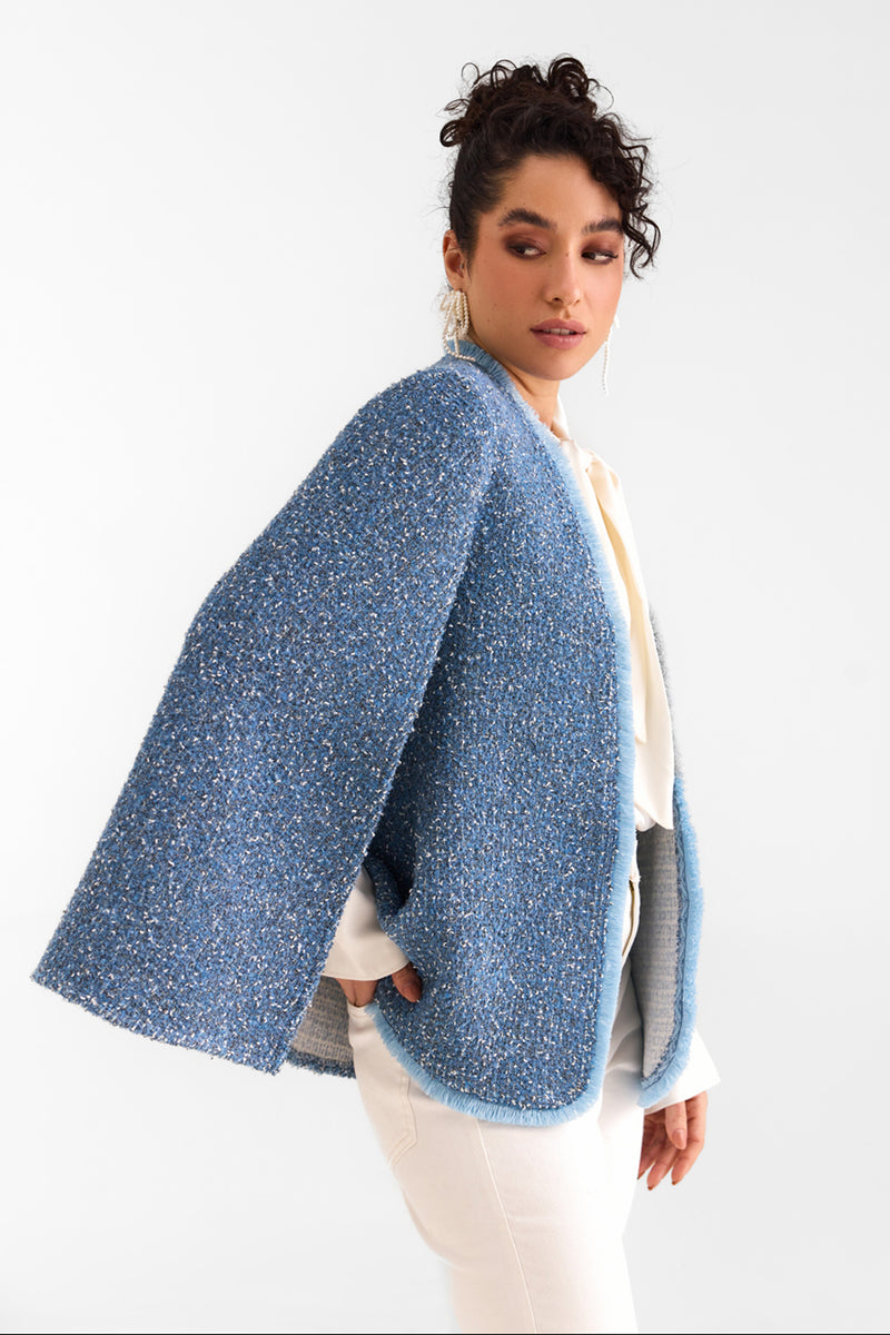 Denim Blue Tweed Cape