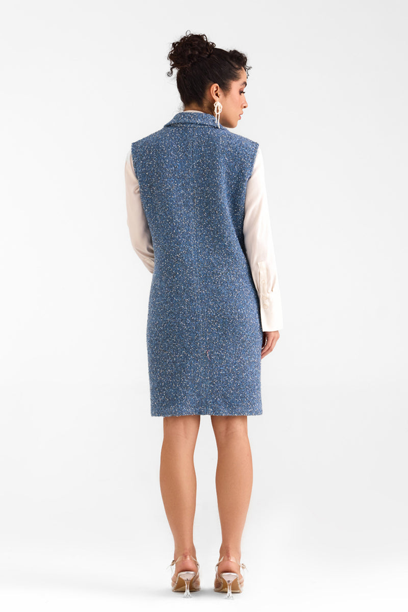 Denim Blue Tweed Blazer Dress