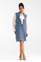 Denim Blue Tweed Blazer Dress