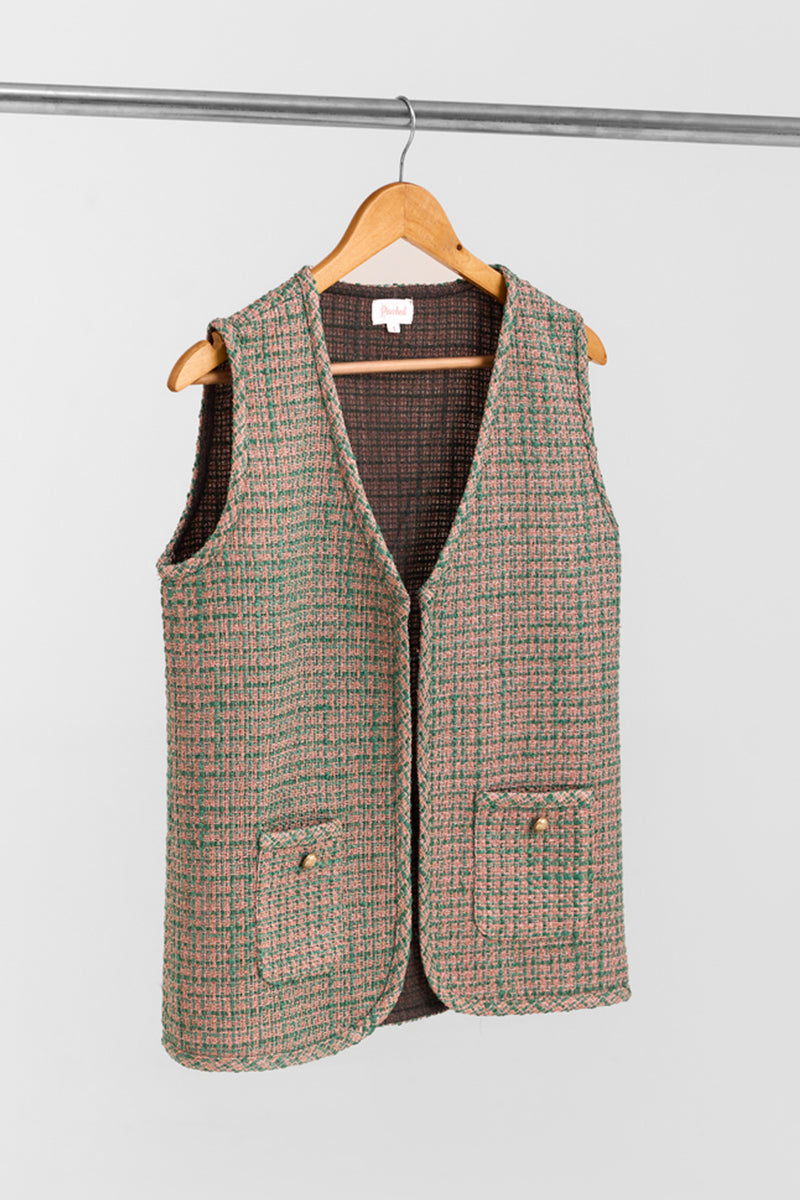 Chamapgne Green Sleeveless Cardigan