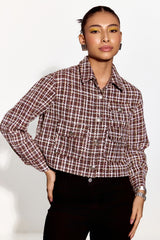 Red wine Bomber Tweed Jacket