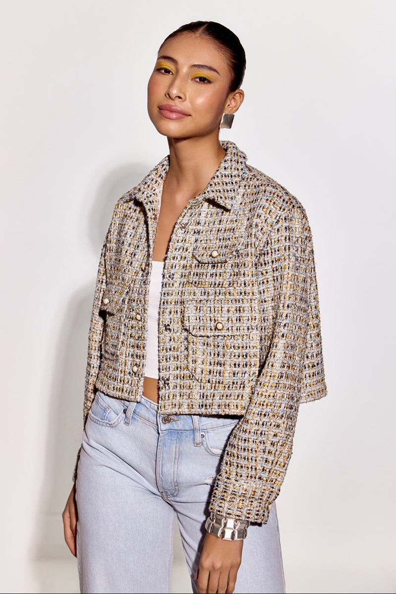 Silver Bomber Tweed Jacket