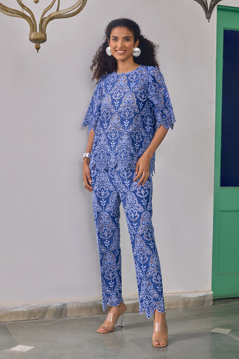 Mitali Wadhwa In Our Navy Lace Delight Co-ord Set