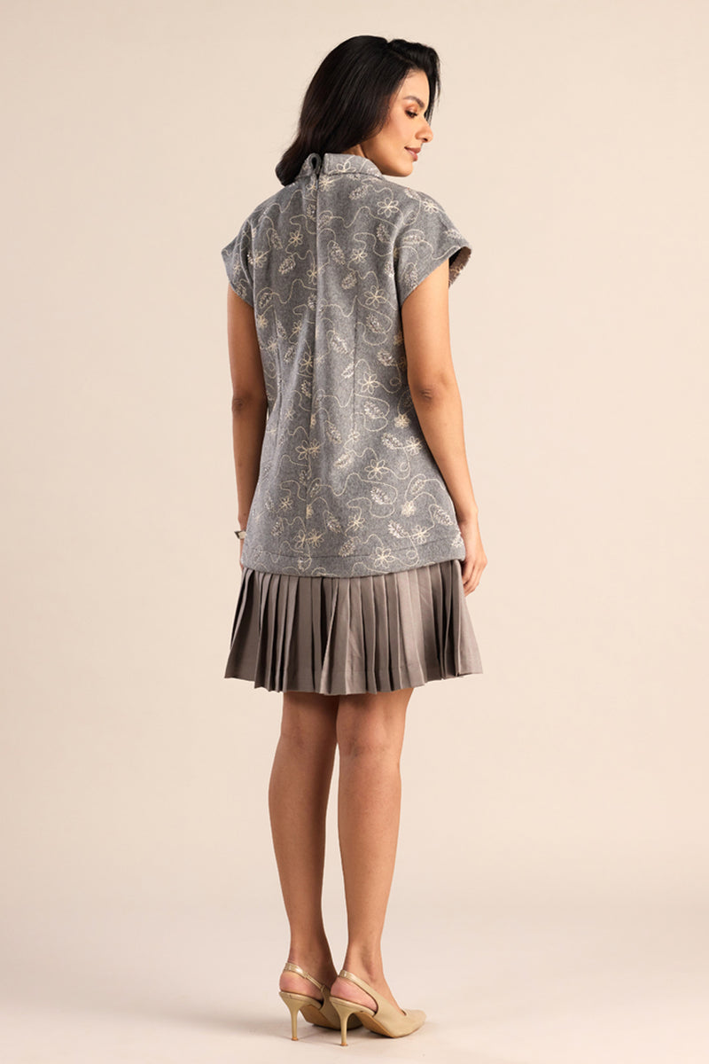 Silver Sage Pleated Dress