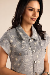 Silver Sage Pleated Dress