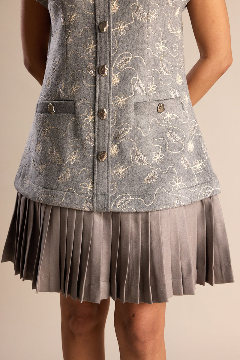 Silver Sage Pleated Dress