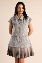 Silver Sage Pleated Dress