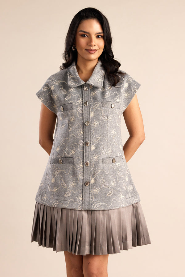 Silver Sage Pleated Dress