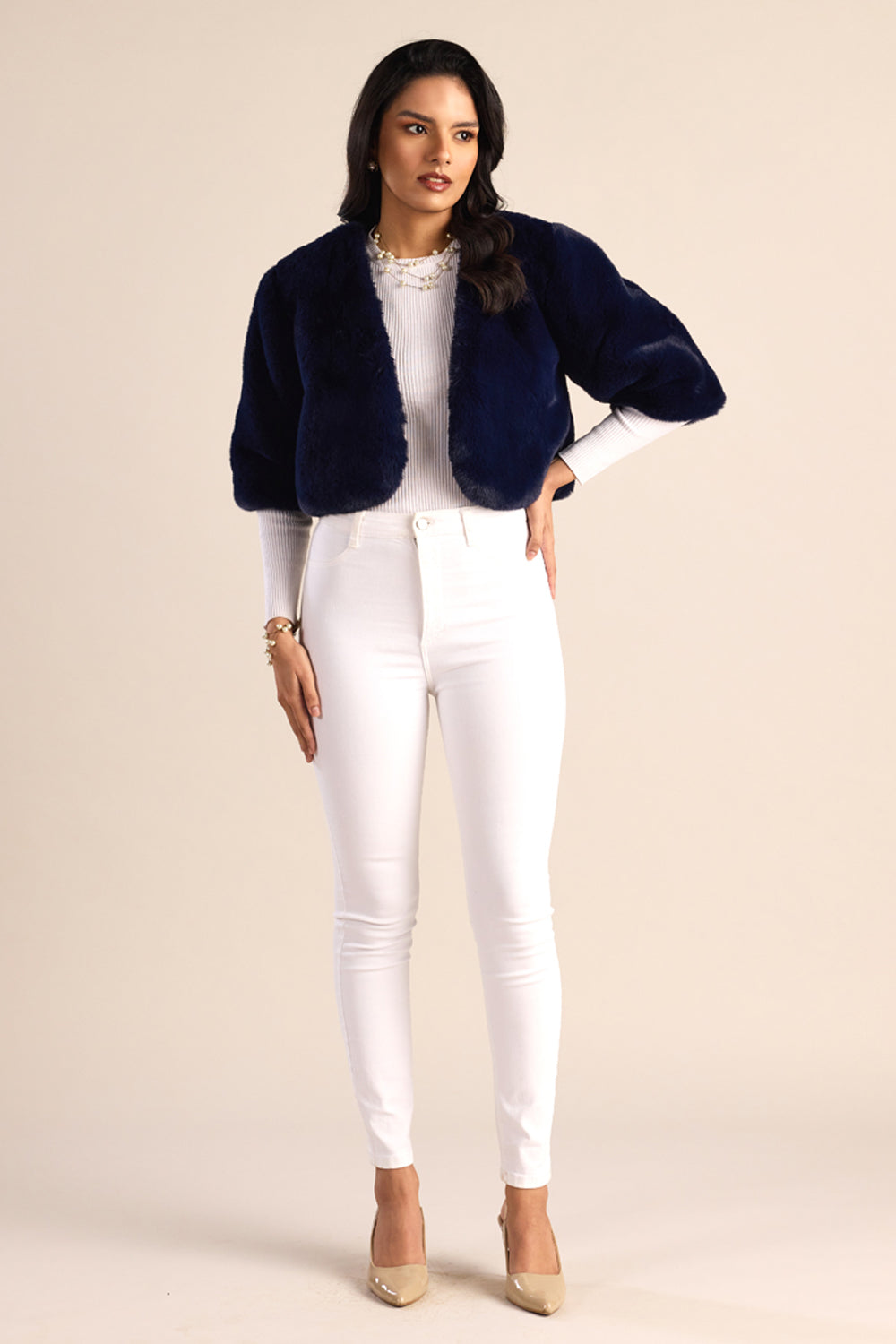 Cropped Faux Fur Jacket