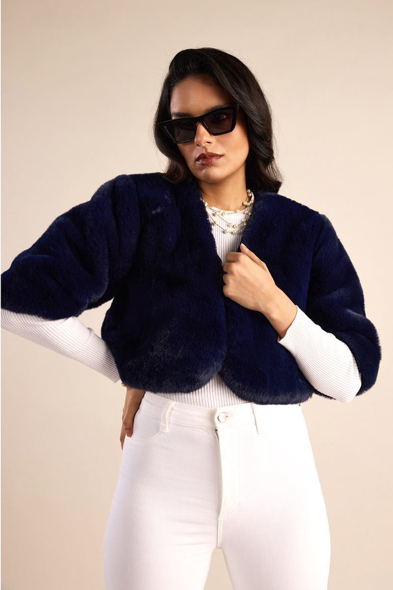 Cropped Faux Fur Jacket