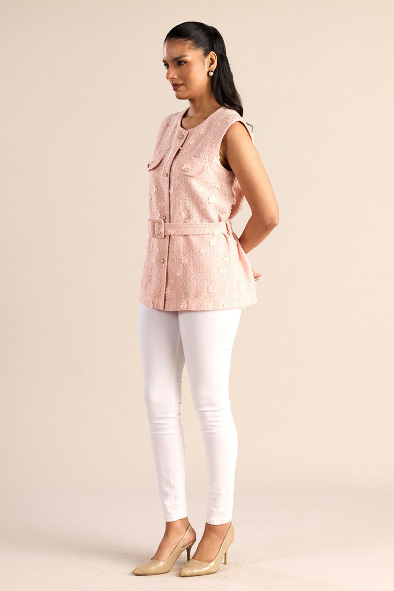 Blush Floral Muse Belted Coat