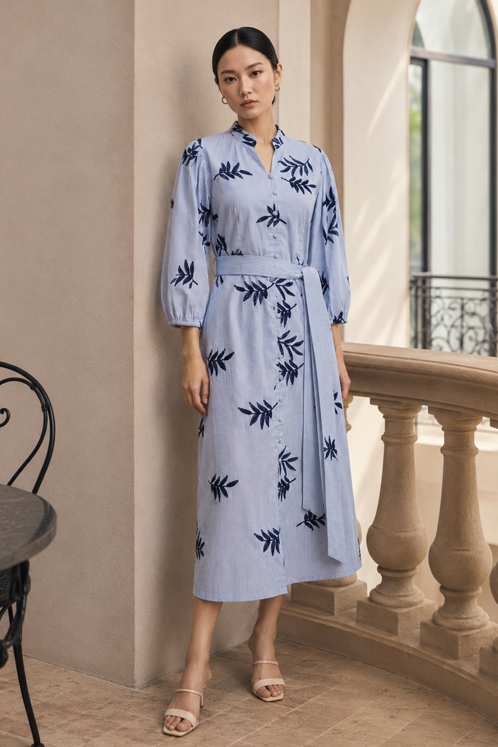 Azure Fern Embroidered Dress