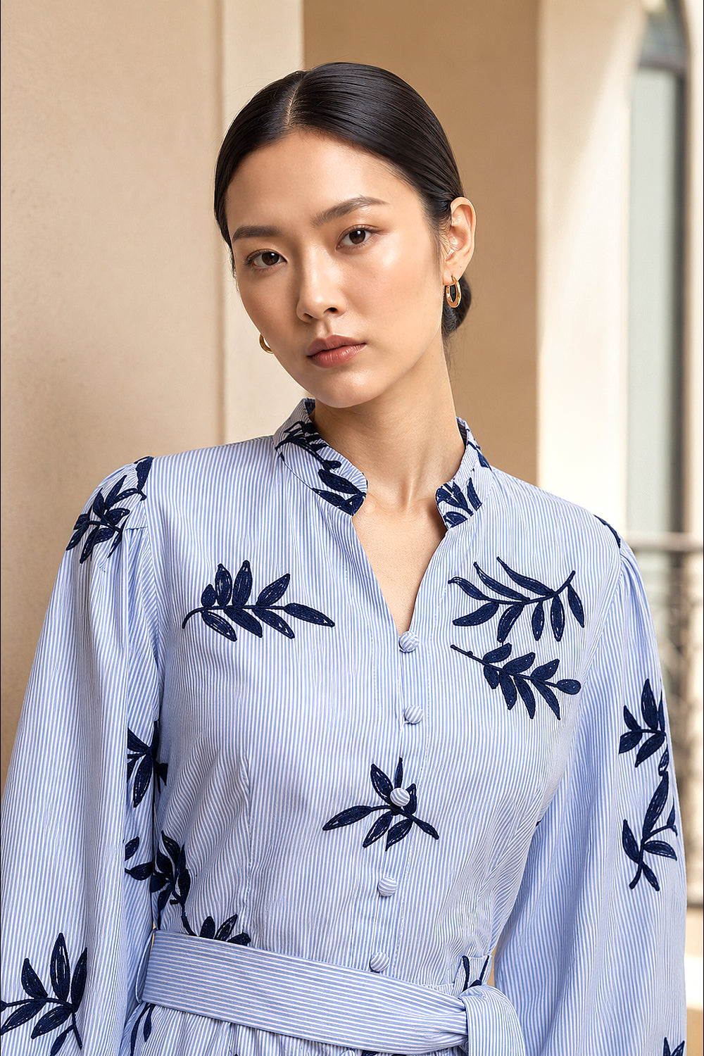 Azure Fern Embroidered Dress