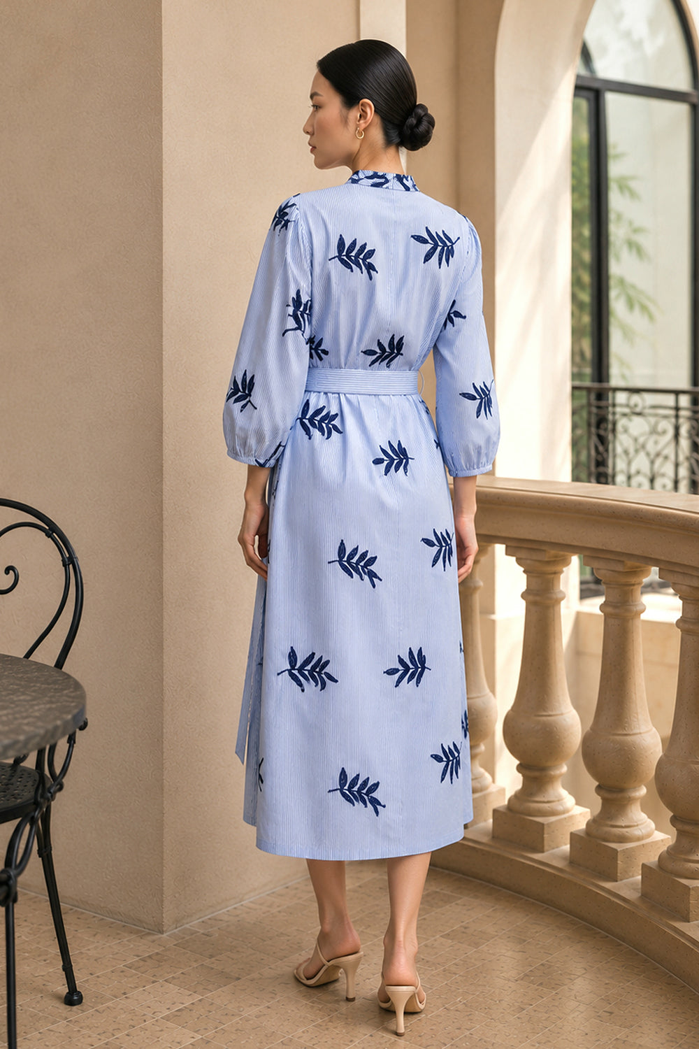 Azure Fern Embroidered Dress