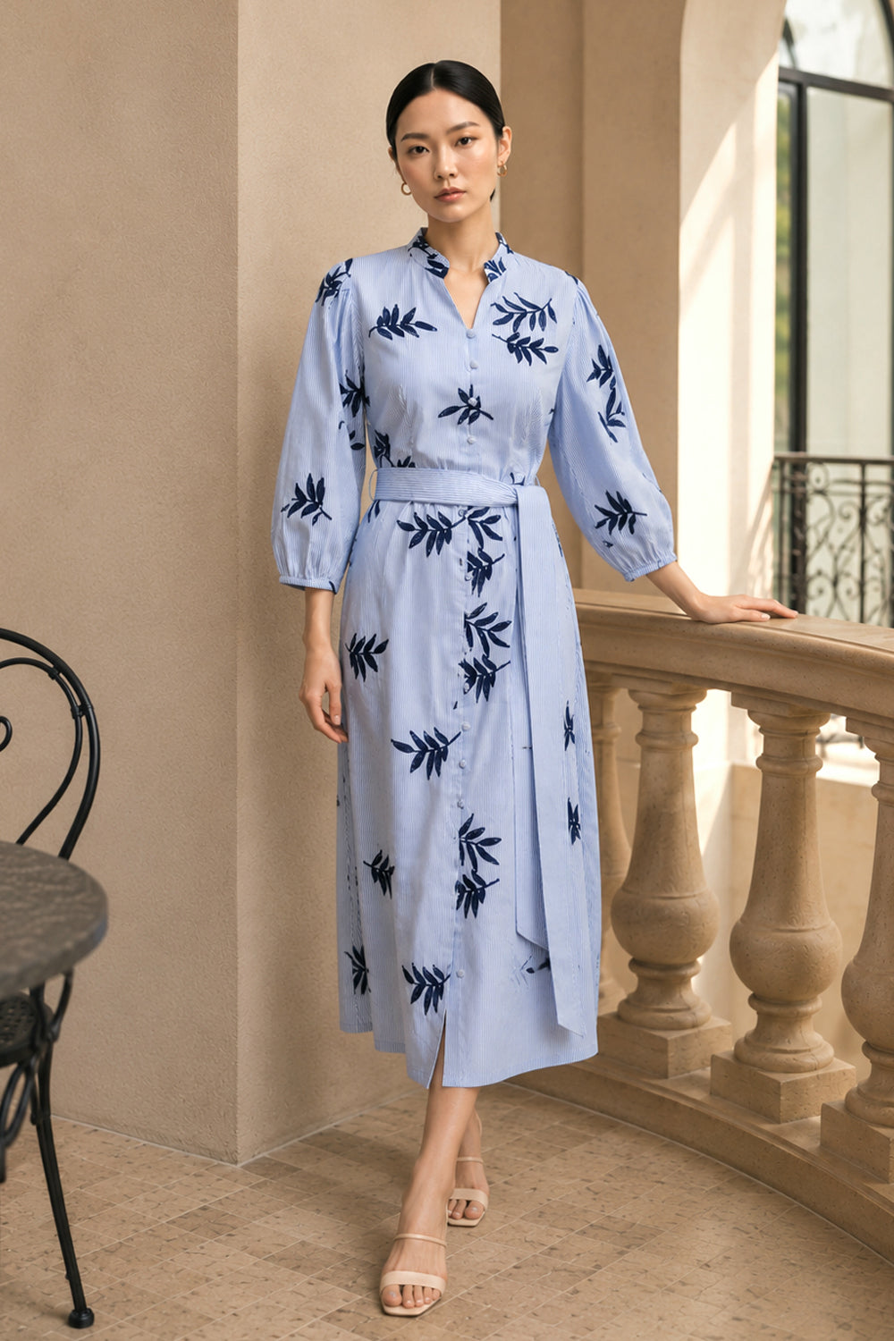 Azure Fern Embroidered Dress