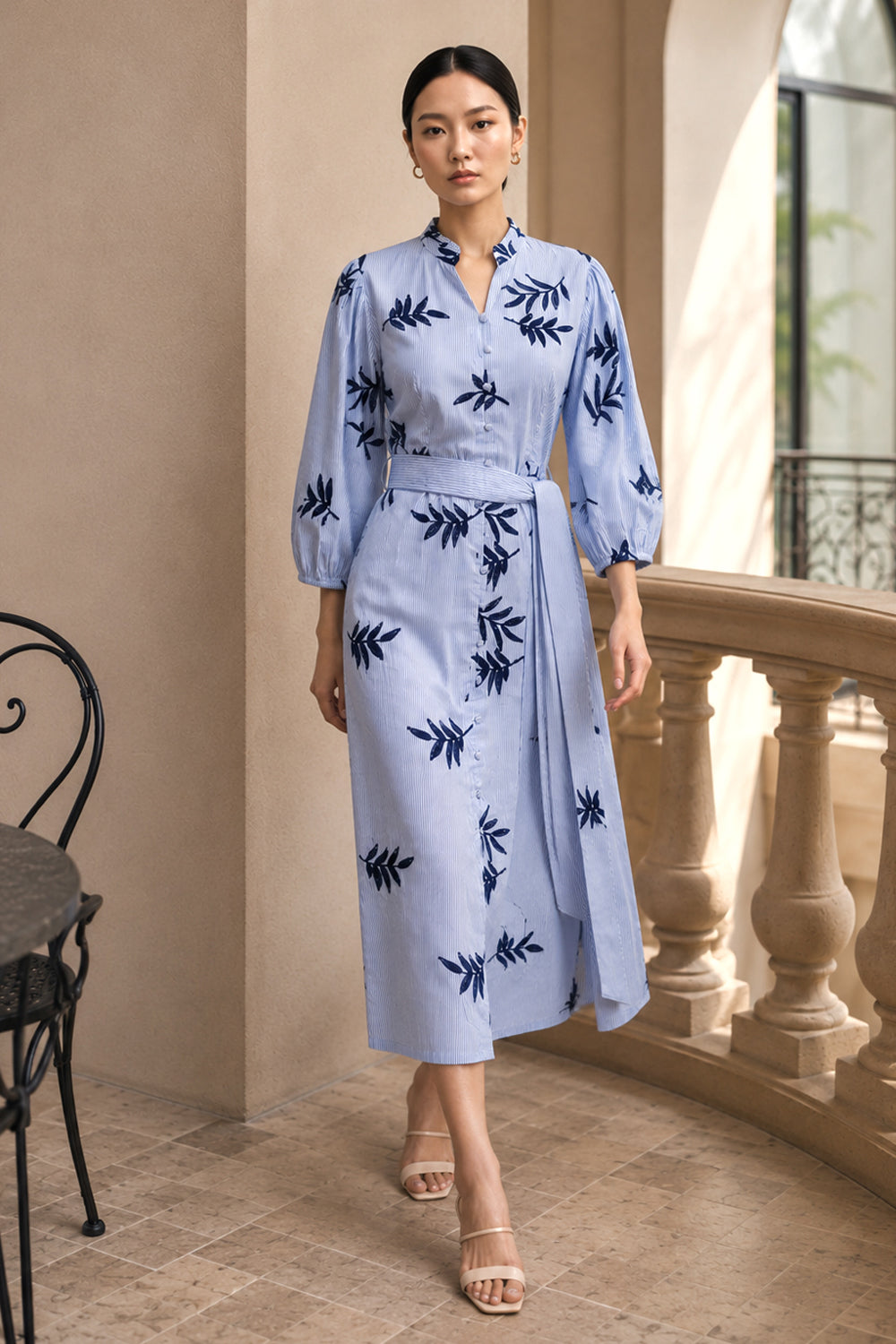 Azure Fern Embroidered Dress