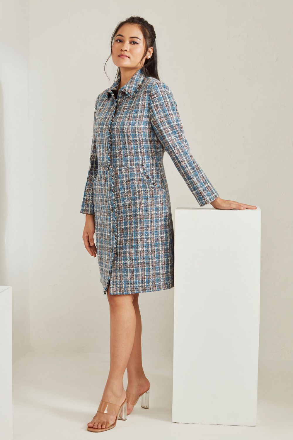 Front Open Tweed Dress