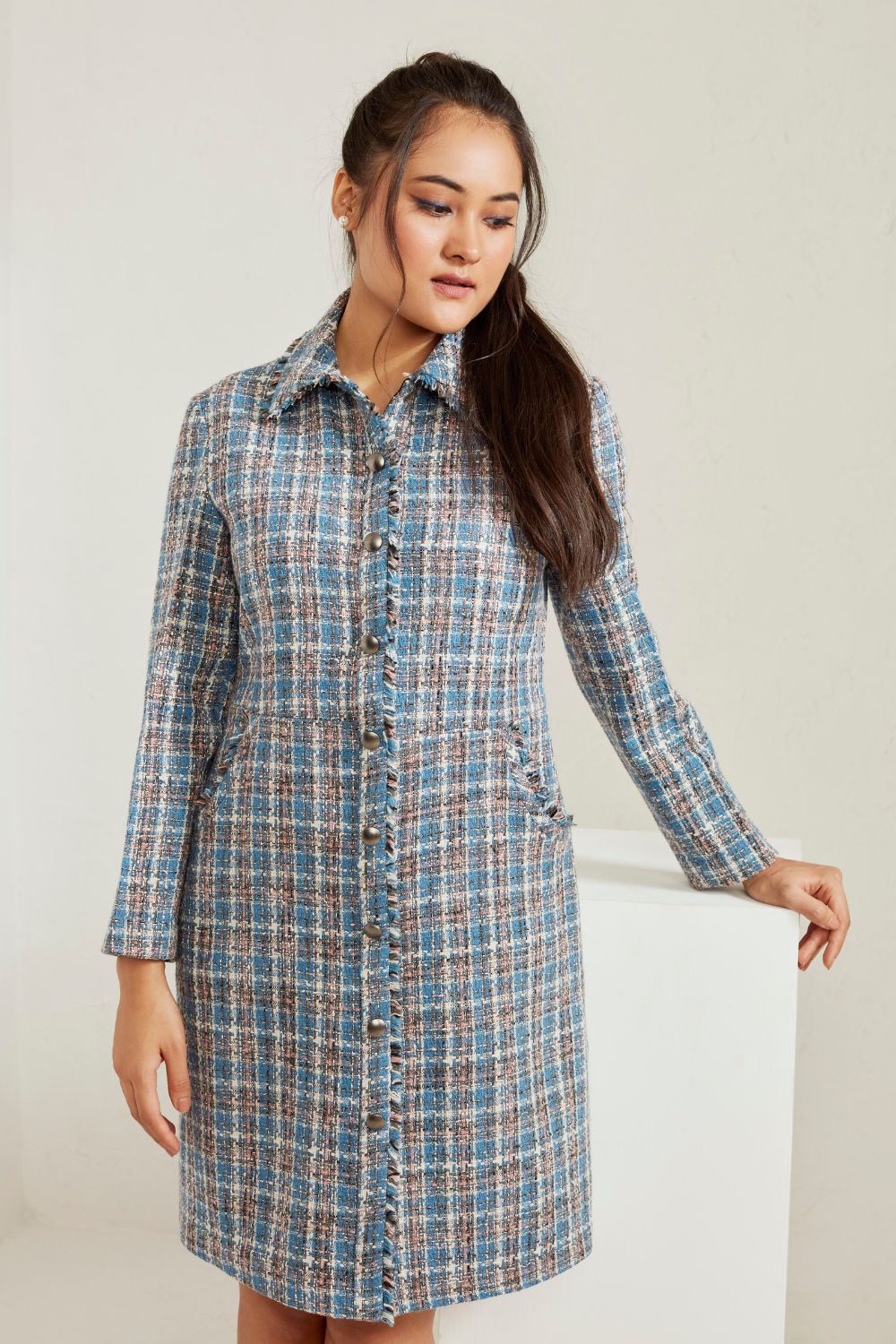 Front Open Tweed Dress