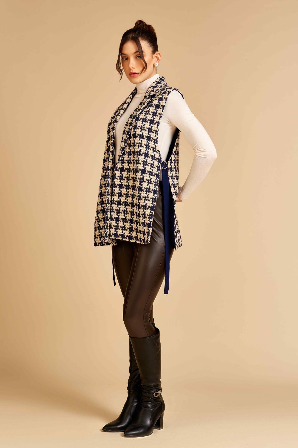Nriti Shah In Our Blue Houndstooth Waistcoat