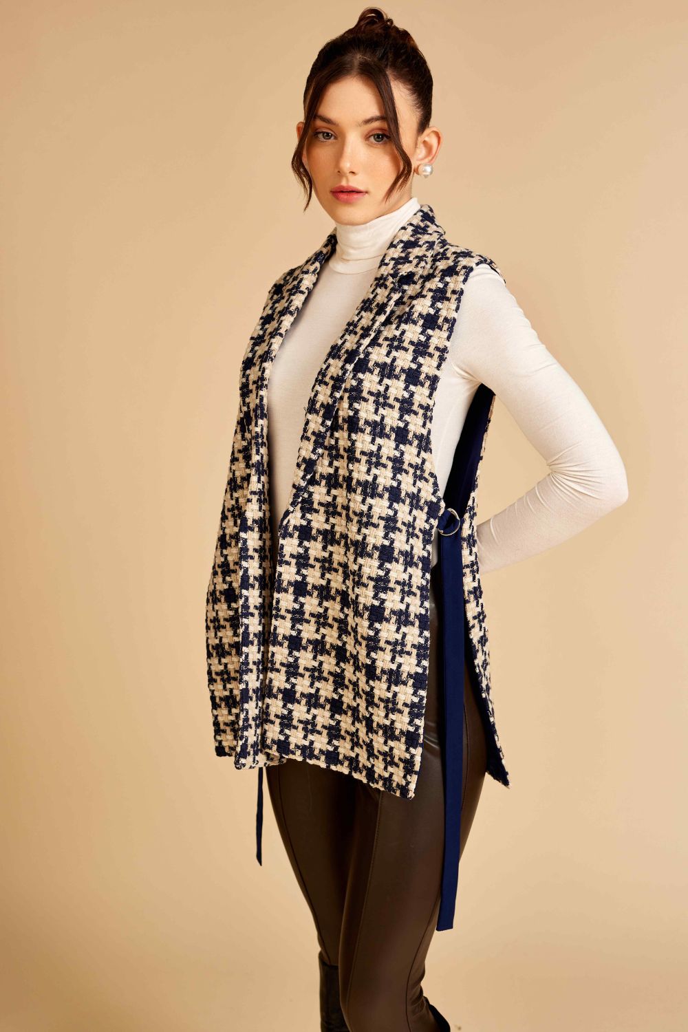 Nriti Shah In Our Blue Houndstooth Waistcoat