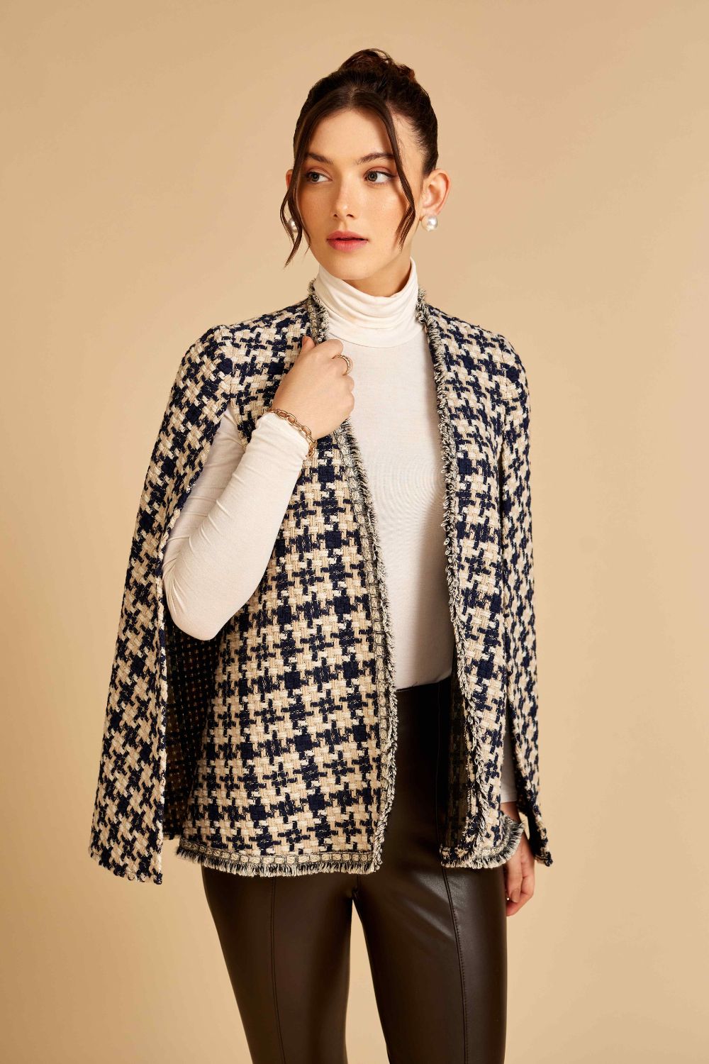 Blue Houndstooth Blaire Cape