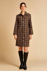 Brown Front Open Tweed Dress / Jacket