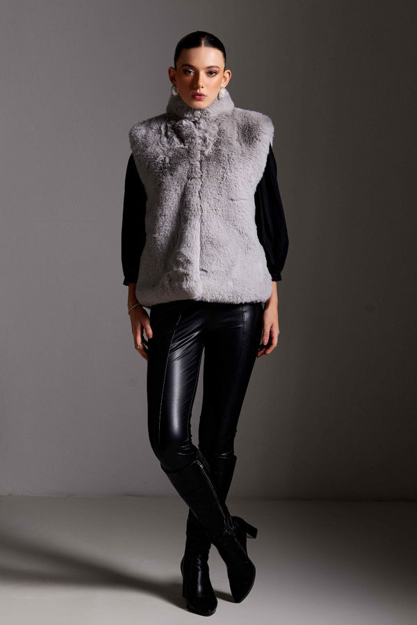 Stone Fur Sleeveless Jacket