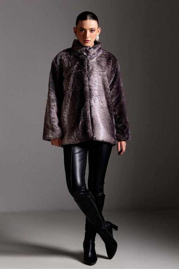 Shaded Fur Full Sleeves Long Jacket