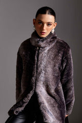Shaded Fur Full Sleeves Long Jacket