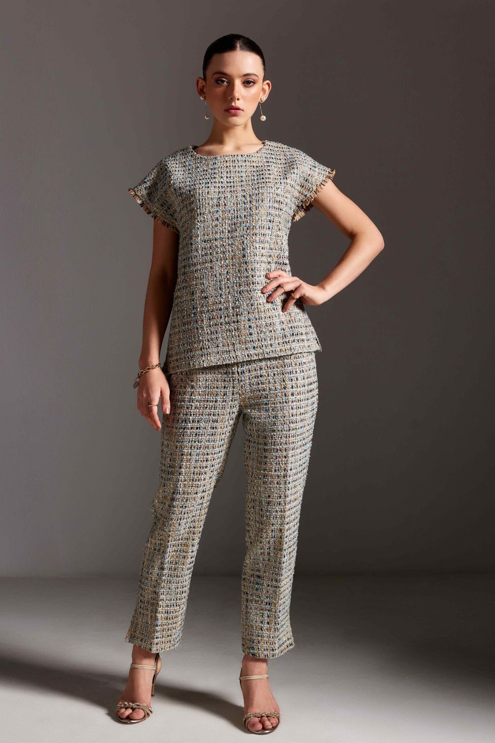 Silver Tweed Coord Set
