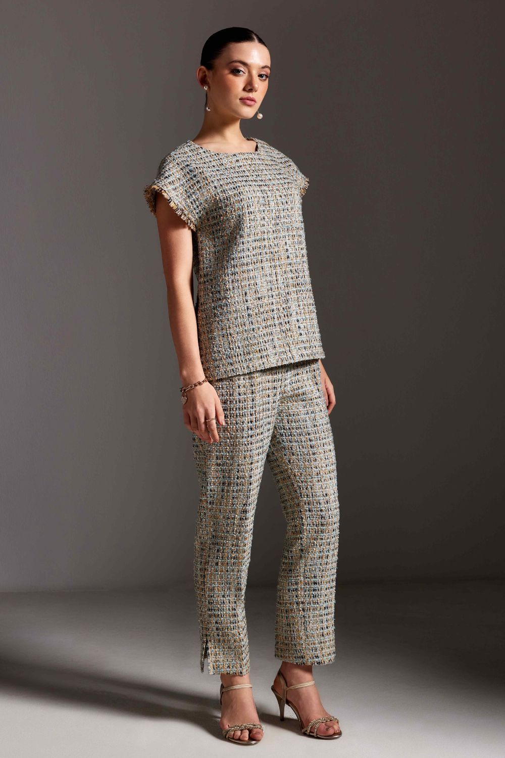 Silver Tweed Coord Set