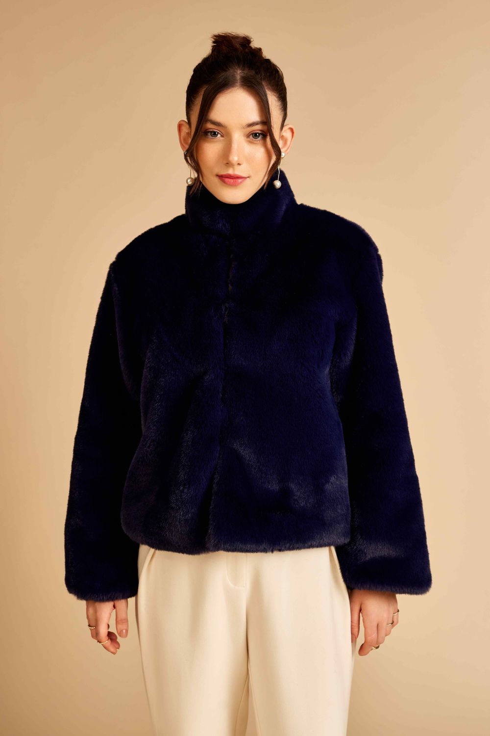 Navy Fur Jacket