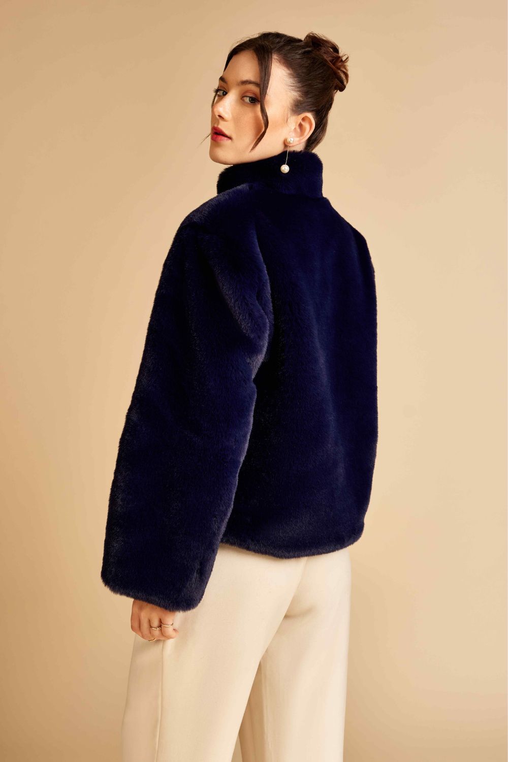 Navy Fur Jacket