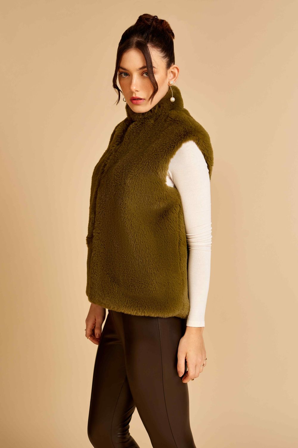 Lime Sleeveless Fur Jacket