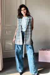 Nriti Shah In Our Blue Houndstooth Waistcoat