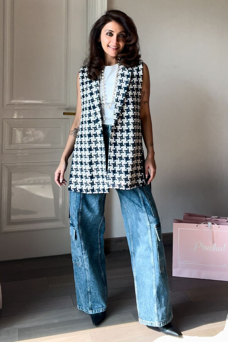 Nriti Shah In Our Blue Houndstooth Waistcoat