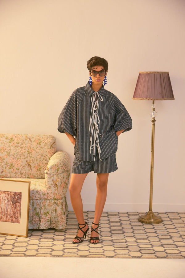 Shadow Stripe Tie Short Set