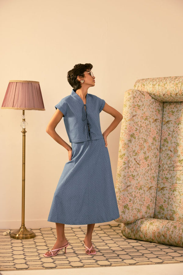 Sky Blue Swing Skirt Set