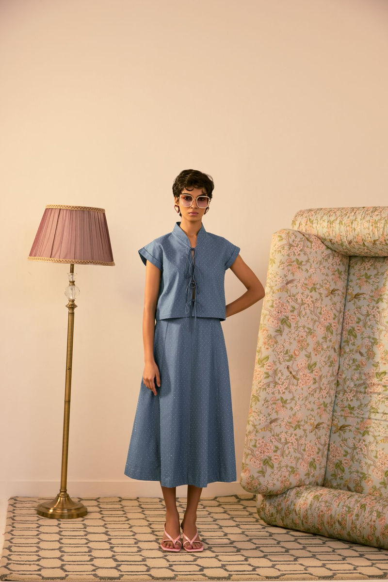 Sky Blue Swing Skirt Set