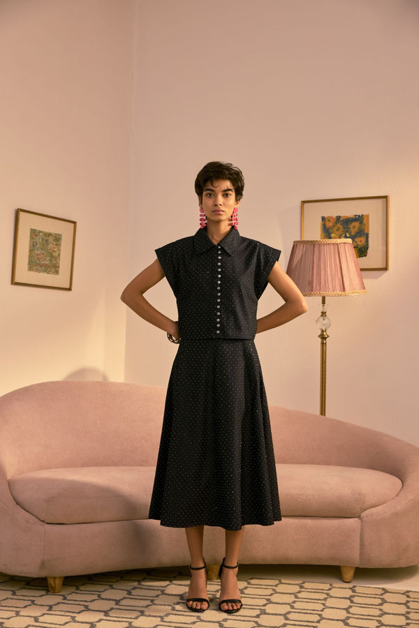 The Retro Dot And Flare Skirt Set
