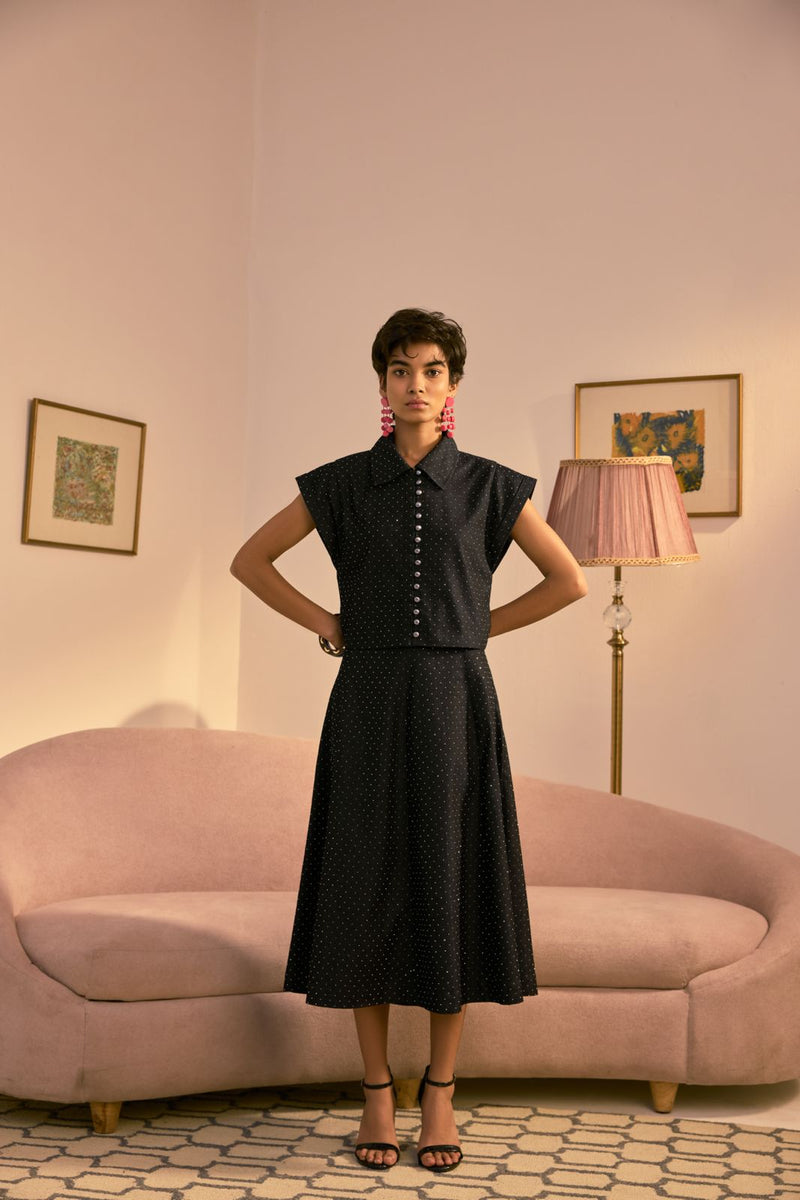 The Retro Dot And Flare Skirt Set