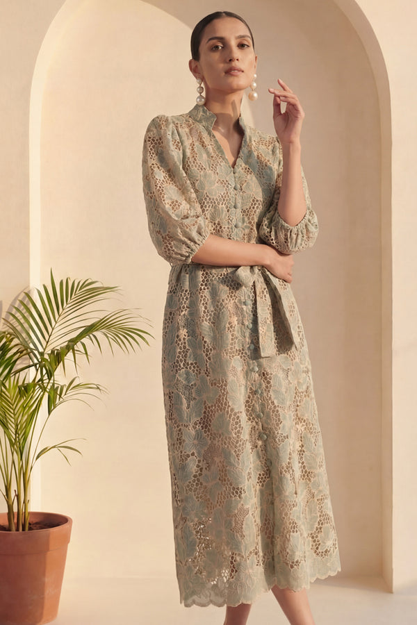 elan mixed media midi dress Sage Elan Midi Dress – Pinwheel