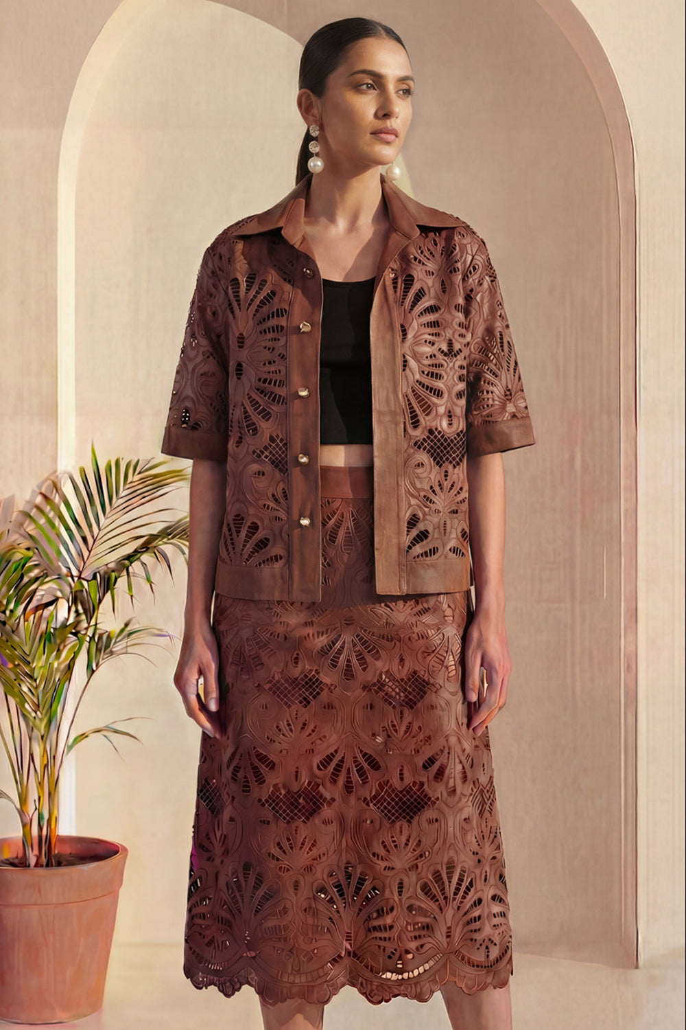 Mocha Noir Skirt Set