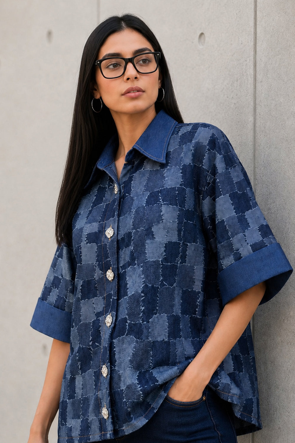 Midnight Boxy Button Down Shirt