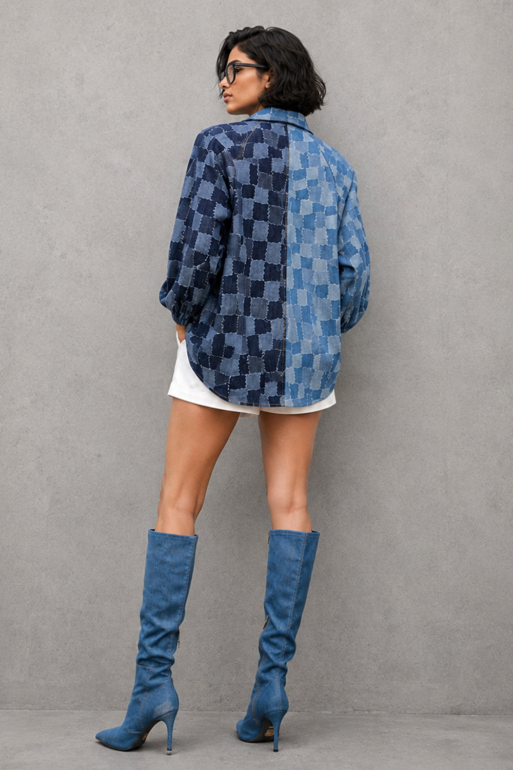 The Indigo Grid Tie Up Shirt